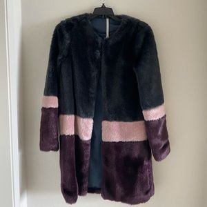 Truth and Pride Faux Fur Stripe Coat XS